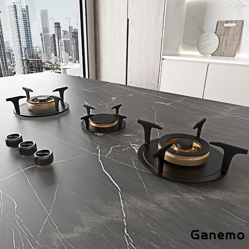Estufa de gas integrada, losa de roca resistente a altas temperaturas, placas empotradas, cocina de gas de 2/3 quemadores, placa de cocina de gas totalmente integrada