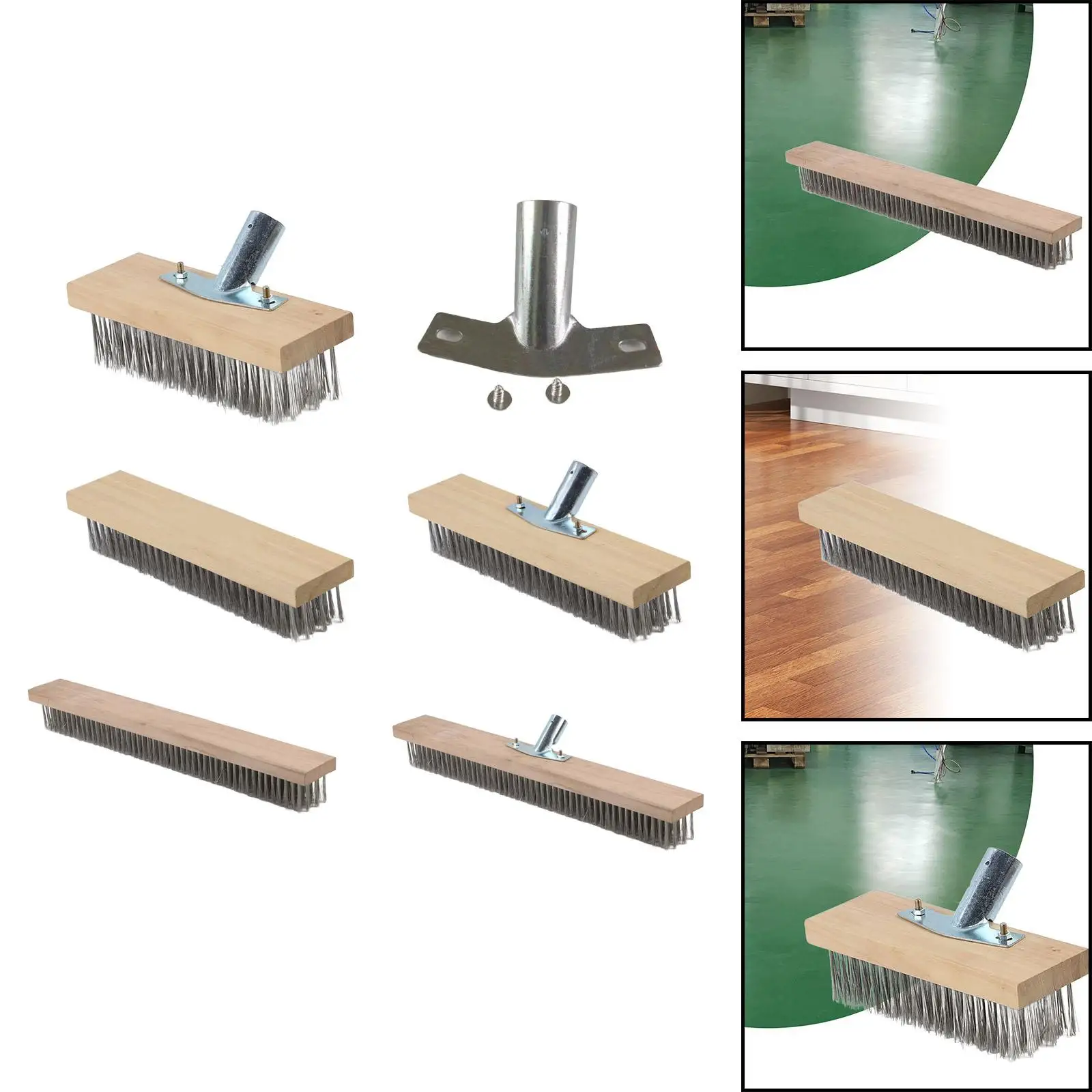 Concrete Brush Handle Wire Brush Wire Cleaning Brush Pool Garage Patio Barbecue Cleaning Metal Surface Deck Wire Brush