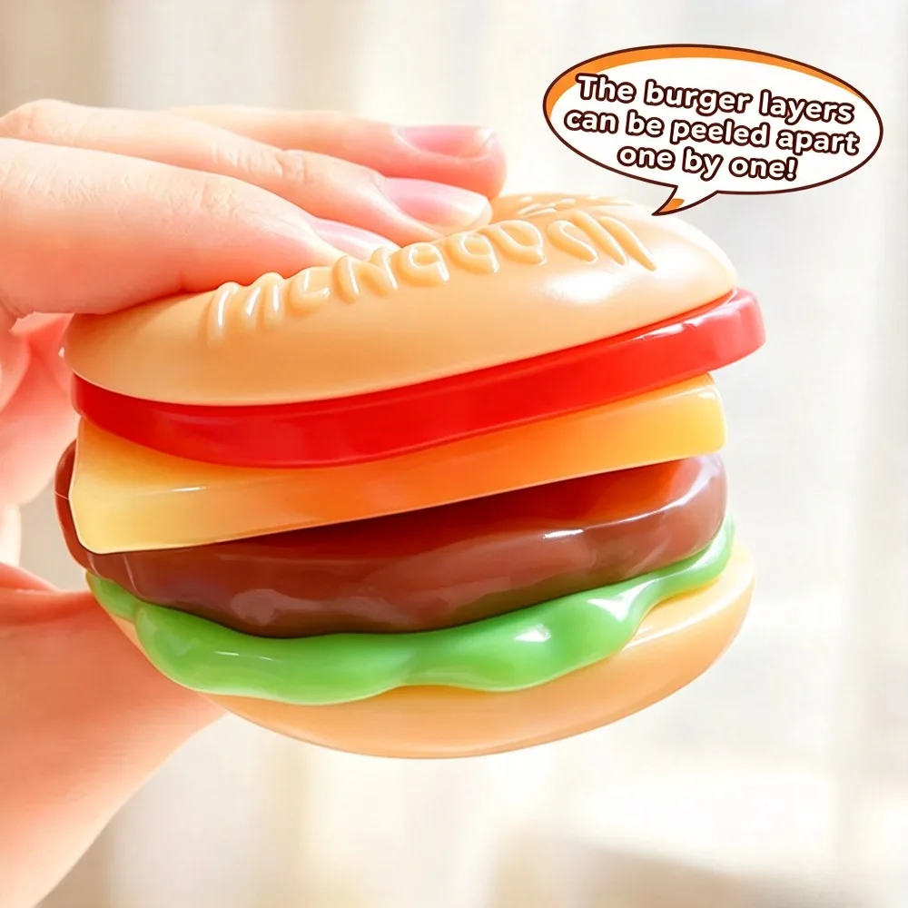 NeeDoh Burger Squishy Blind Box Layered Elastic Squeeze Fidget Toy Decompression Stress Release Sensory Toy For  Adult