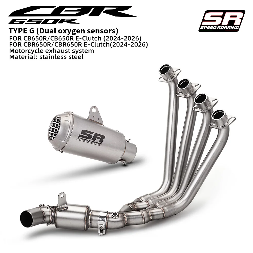 For CB650F CBR650F CB650R CBR650R E-Clutch 2014-2026 Motorcycle Exhaust Full System Manifold Front Link Pipe With Muffler