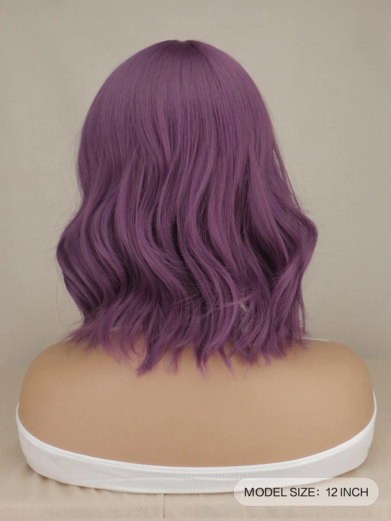 Women Natural Synthetic Wigs Purple Short Curly Wigs with Hair Bangs for Women Heat Resistant Look Full Hair Wigs Grils