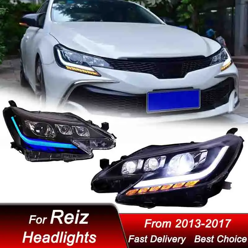 

Поп-автомобильные светодиодные фары для Toyota REIZ 2013-2017, новый стиль, версия JP, полное обновление светодиодов, аксессуары для линз проектора с высокой настройкой