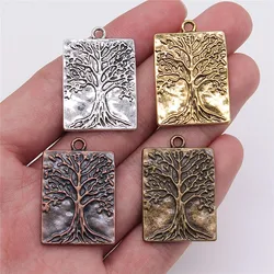 WYSIWYG 2pcs 32x22mm 4 Colors Rectangle Tree Of Life Charms Jewelry Accessories For Jewelry Making