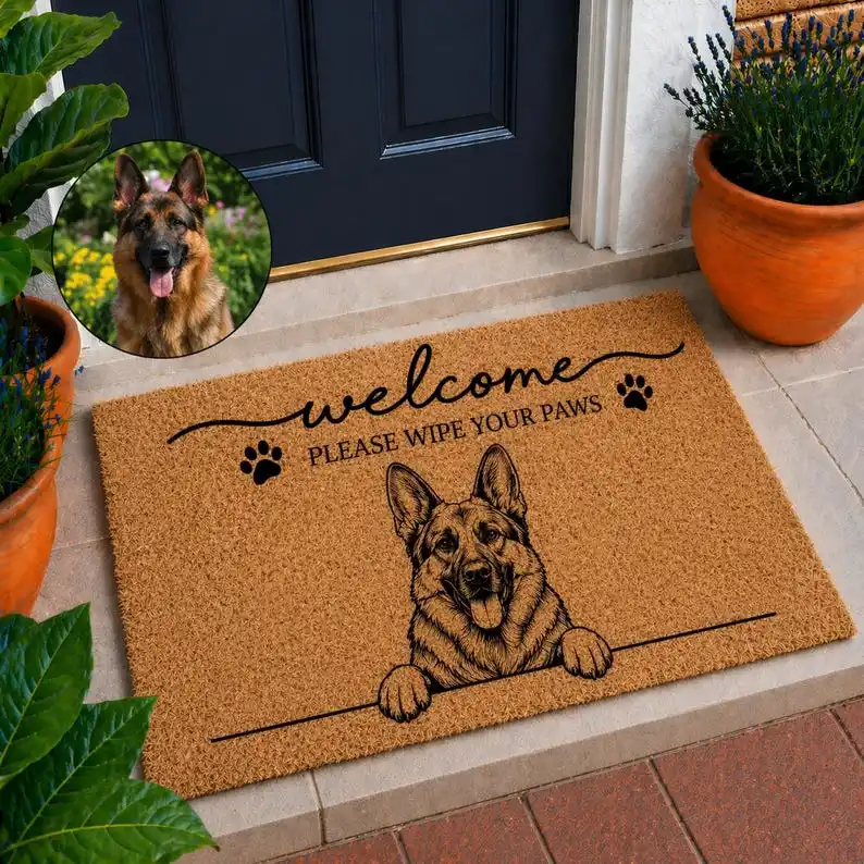 Personalized Pet Welcome Mat Custom Dog Cats Photo Image Name Doormat Pet Lover Housewarming Gift Funny Design Coir Ourdoor Rugs