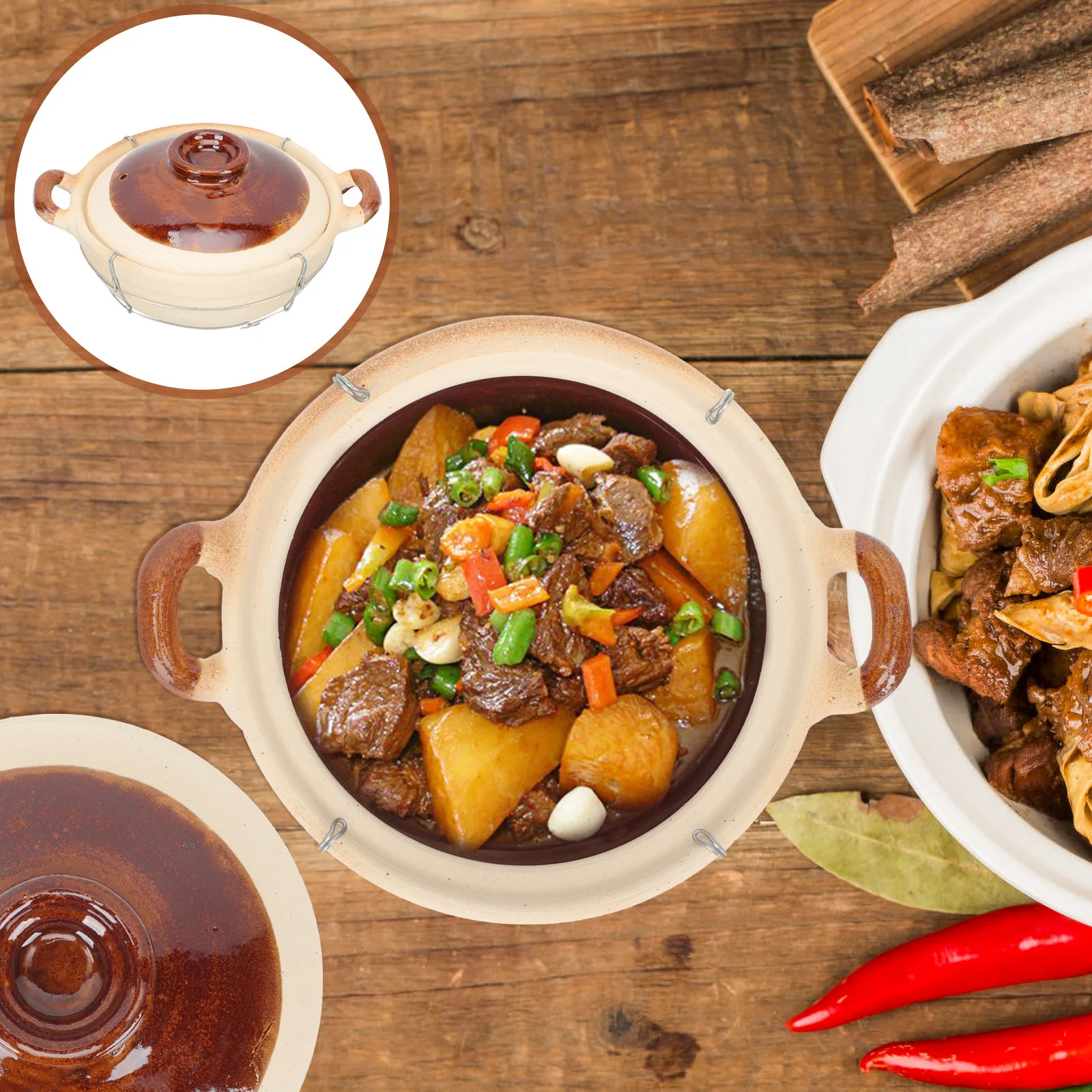 

Heat Resistant Casserole Pot with Ventilation Design Smooth Surface for Easy Cleaning Ideal for Home Cooking Soup Rice Noodle