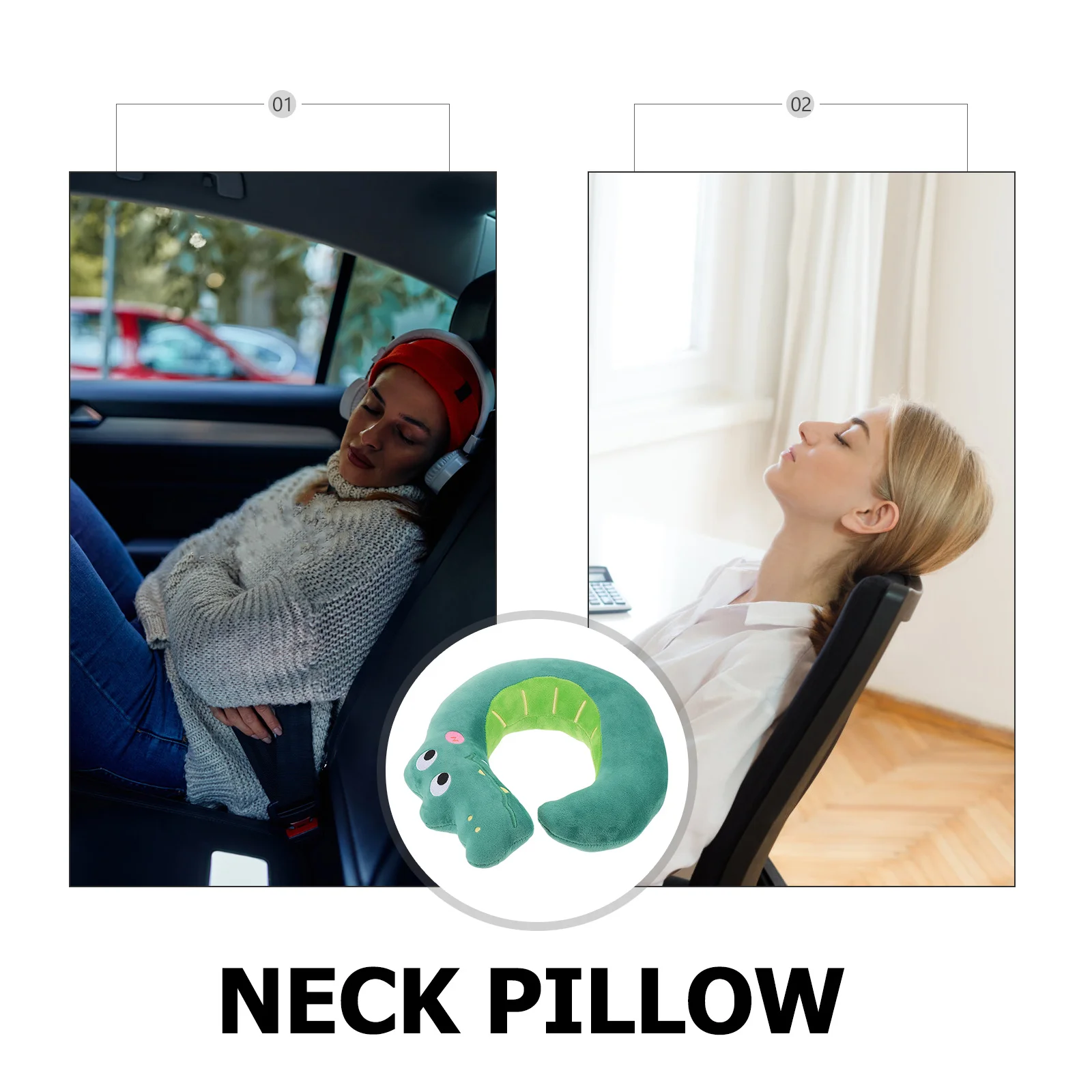 หมอนรองคอสำหรับเดินทางน่ารักสำหรับเครื่องบิน รถยนต์ บ้าน รูปทรงตัวยู ออกแบบตามหลักสรีรศาสตร์ ผ้าเนื้อนุ่ม ระบายอากาศได้ดี รองรับต้นคอ ขนาดกะทัดรัด