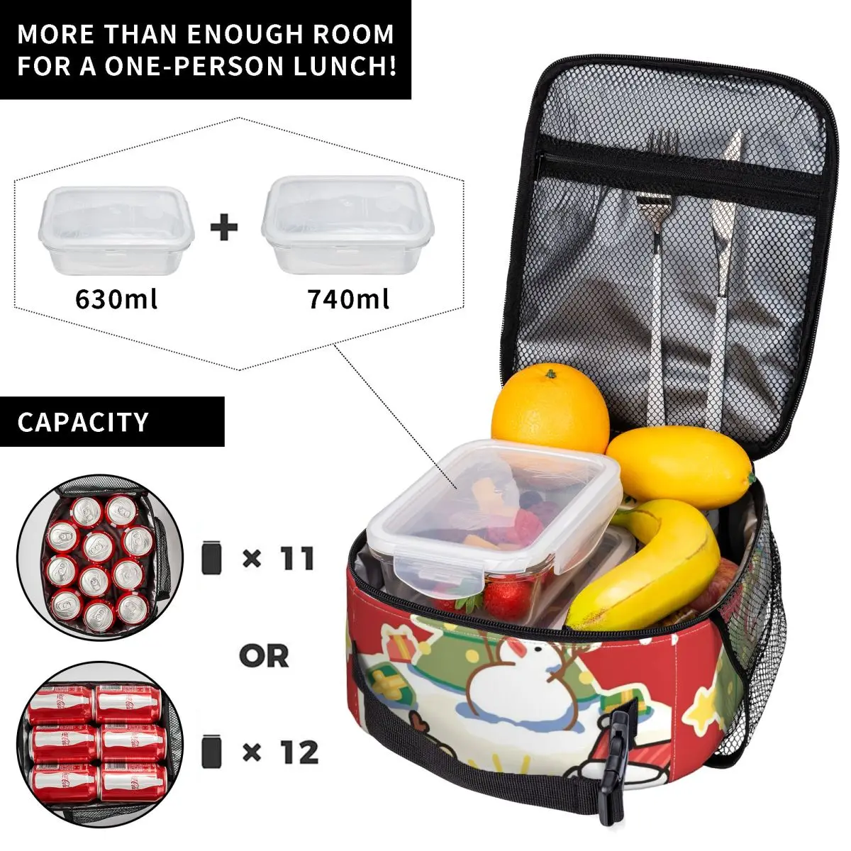 Line Dogs Lunch Bag Leisure Lunch Box For Unisex Outdoor Picnic Convenient Cooler Bag Oxford Graphic Design Thermal Lunch Bags