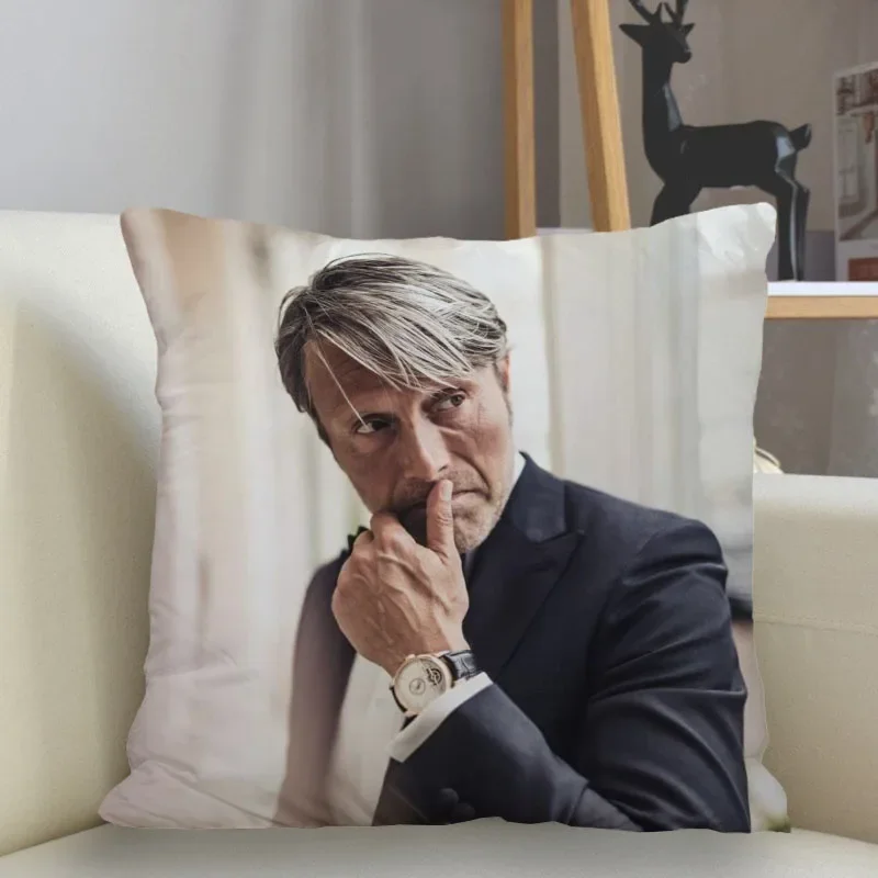 Musife Mads Mikkelsen Pillowcase Custom Square Pillow Cover Case Zipper Pillowcase 35*35,40*40,45*45cm Drop Shipping