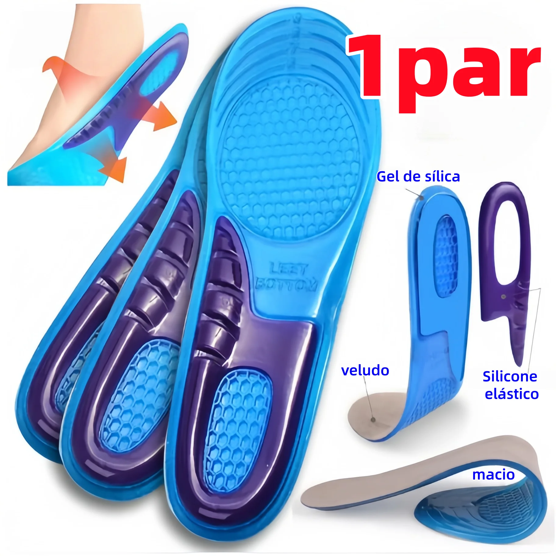 Anti Impact Foot Pads for Shoe Silicone Gel Orthopedic Insole