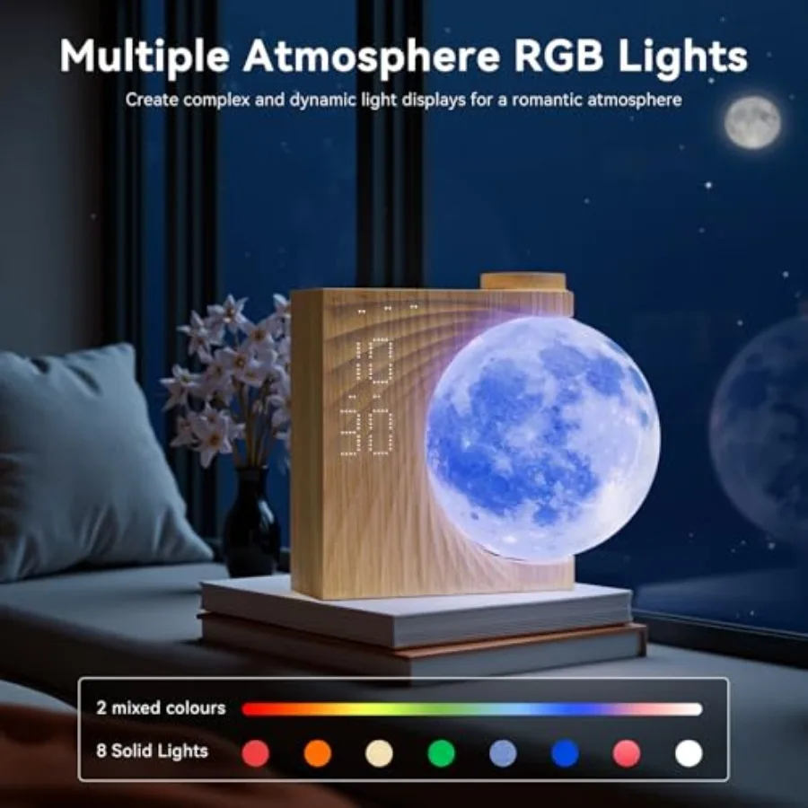 Sunrise Alarm Clocks for Heavy Sleepers, Night Lamp Clocks for Bedrooms with Moon Light, 10 Light Effects, 30/60/90 Timer, 10 S view 2