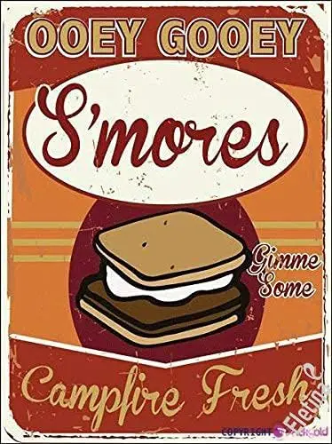 Vintage Metal tin Sign Smores Bar Decor S Mores Metal Sign Ooey Gooey Autumn Thanksgiving Decor Fall Boire Marshmallow