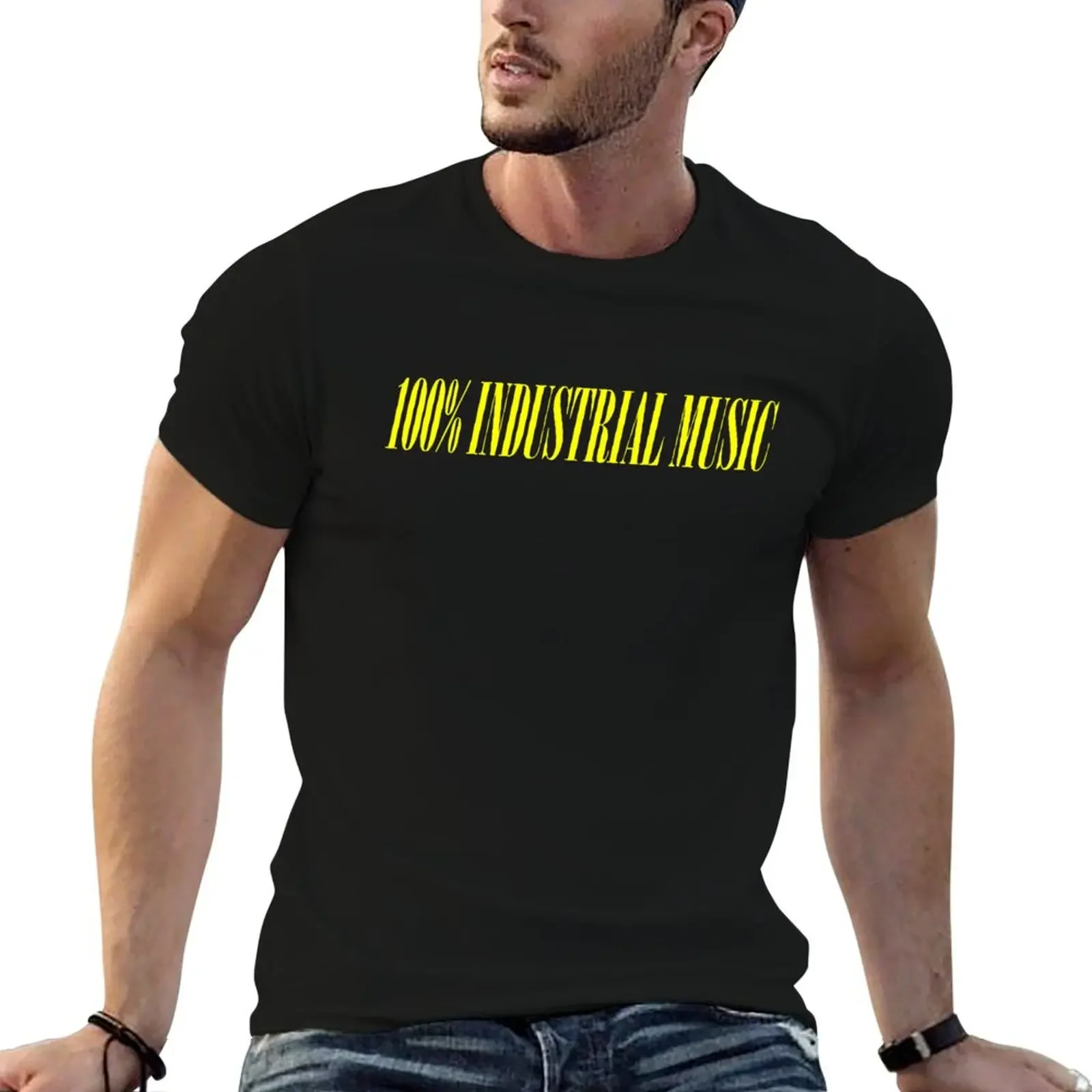 100% INDUSTRIAL MUSIC T-Shirt baggy shirts blanks shirts graphic tee custom shirt cotton t shirt men