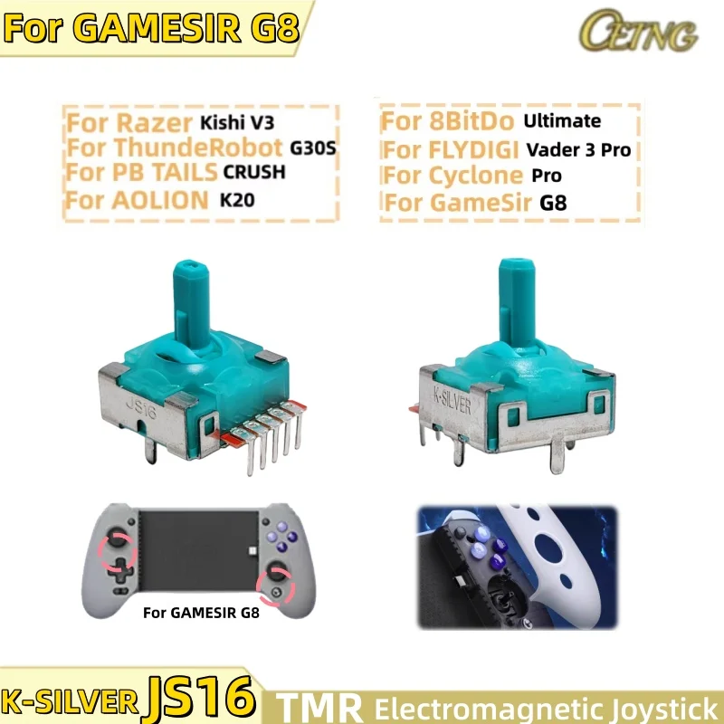 2 SZT. Elektromagnetyczny Joystick TMR JS16 do Kontrolera GAMESIR G8, Zamiennik, Szybka Reakcja Poprawiająca Doznania Gier G8 TMR