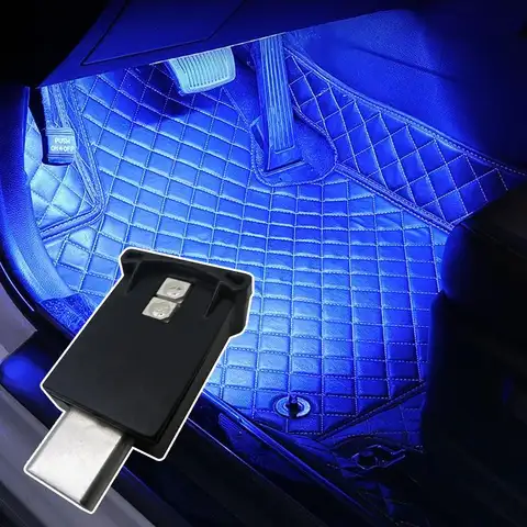 Type-C Adjustable Interior Atmosphere Lamp Car Interior Lamp LED Ambient Light 8 Colors RGB Dynamic Gradient Brightness