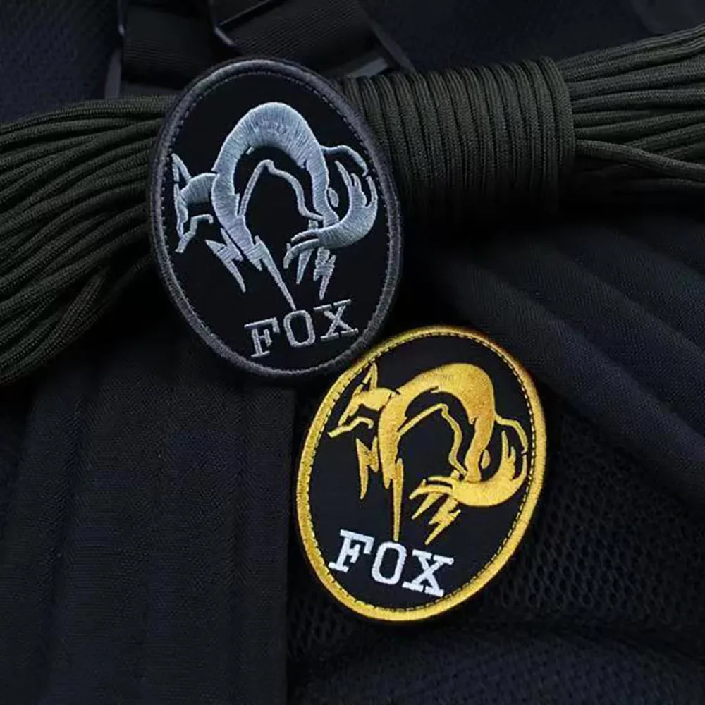 FOX Metal Gear MGS Foxhound Patch Military Tactical Troop Morale Embroidery Patches for Clothing Backpack Badge Applique