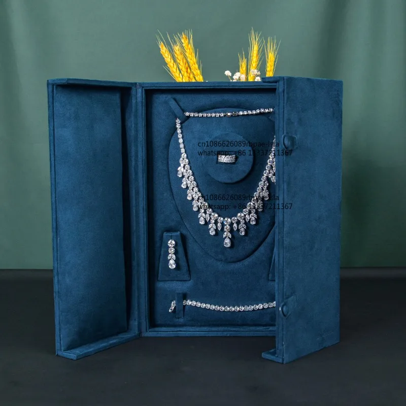 Wholesale Style Two Separate Doors Wooden Jewelry Set Display Box for Necklace Ring Earring Custom for Jewellery Storage