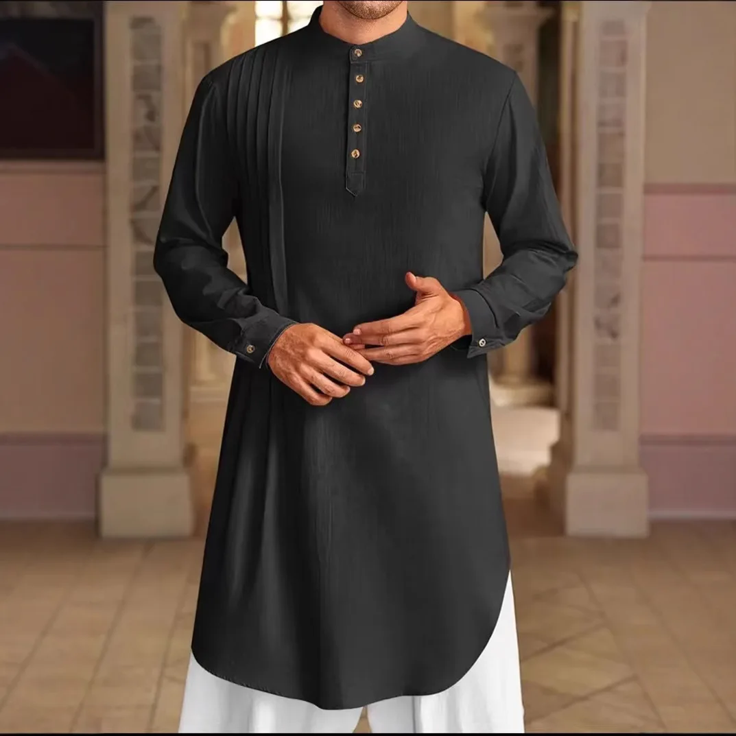 Uomo Abito lungo Dishdasha Jubba Thobe Eid Kimono musulmano Modesto islamico Dubai Abaya saudita Preghiera Caftano Ramadan Marocco Abaya