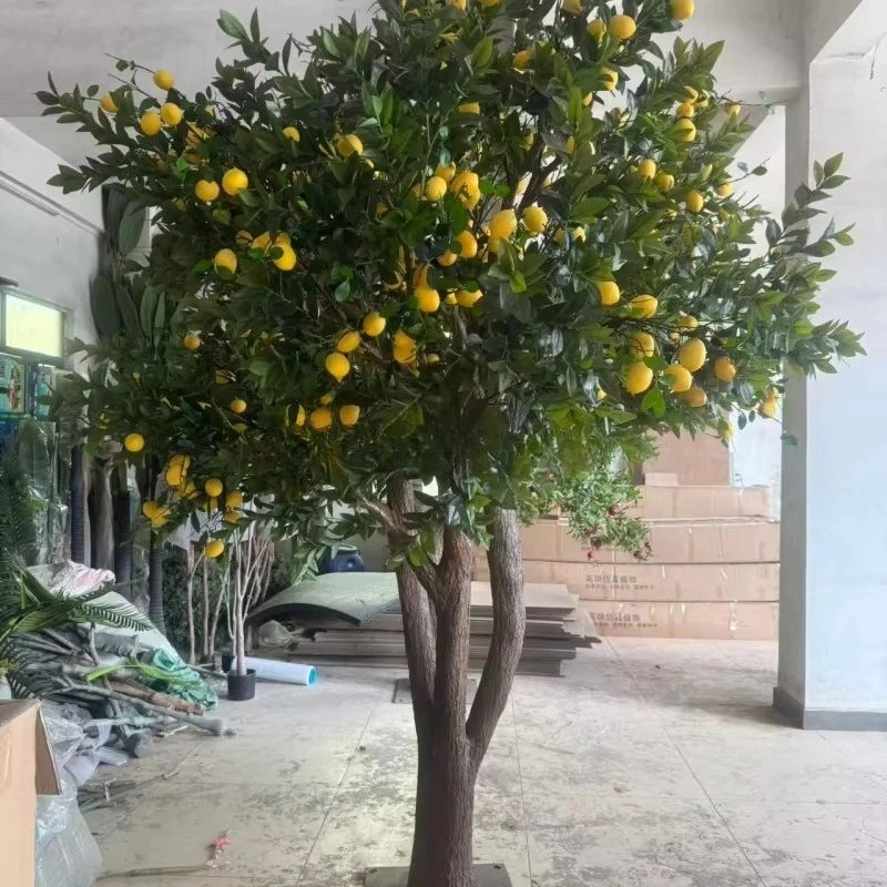 #￥Jumei Model 023 3M High Customizable Indoor Outdoor Fiberglass Artificial Lemon Tree Durable Metal Frame Eco-friendly