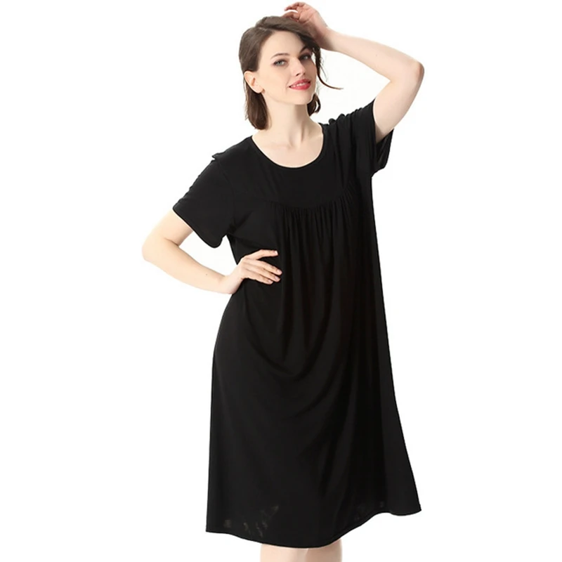 Oversized short-sleeved Pajamas dress female loose plus size modal long sleep skirt Nightdress sleepwear women big size 6XL 7XL