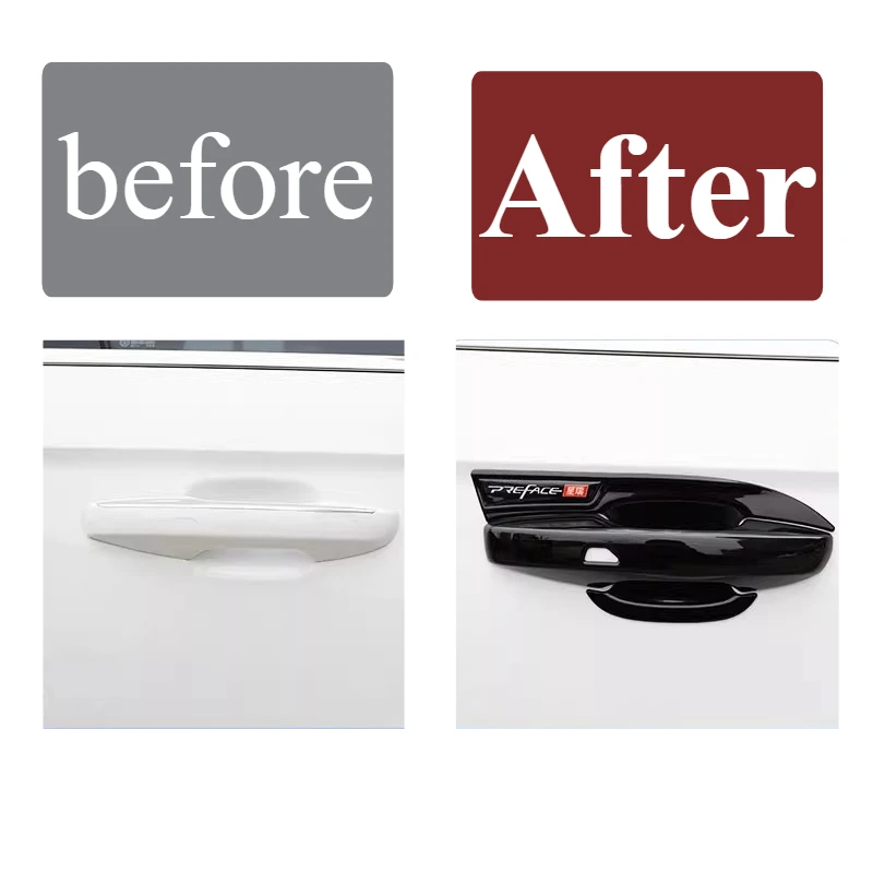 ​​For Geely Preface: Clip-On ABS Door Handle Protection - Anti-Scuff Black Paint-Matched Covers​​ vehicle accessories