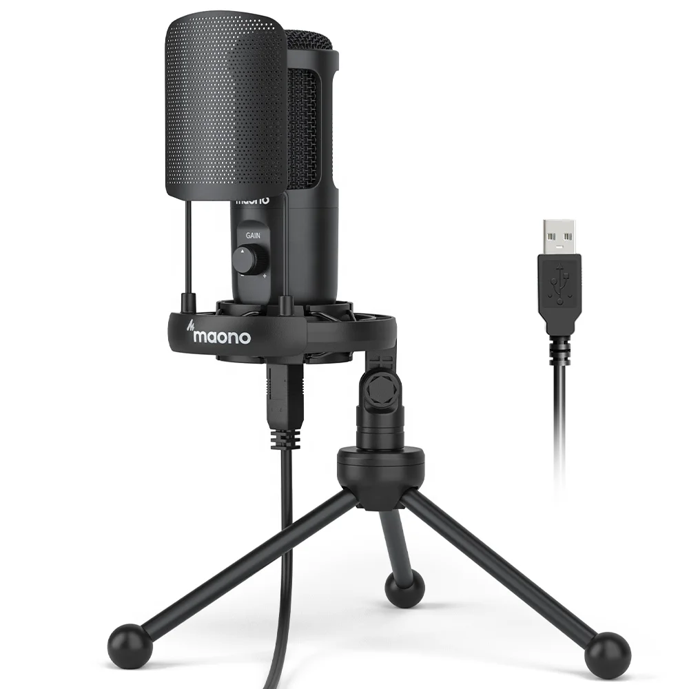 

OEM Studio Condenser Gaming Microphone Stand Conference Meeting Microphones with Mic Gain Recording Live Stream Microphone