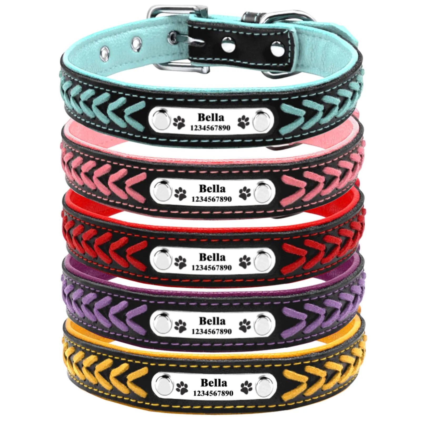 Collar de perro personalizado, Collar con etiqueta de perro grabado, Collar con placa con nombre para cachorro y gato, ajustable para perros