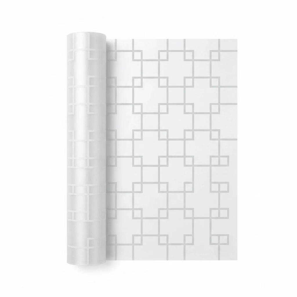 Geometric Lattice Self-Adhesive Window Film Frosted Matte UV Blocking Waterproof Privacy Glass Decal for Bathroom Anti Peeping