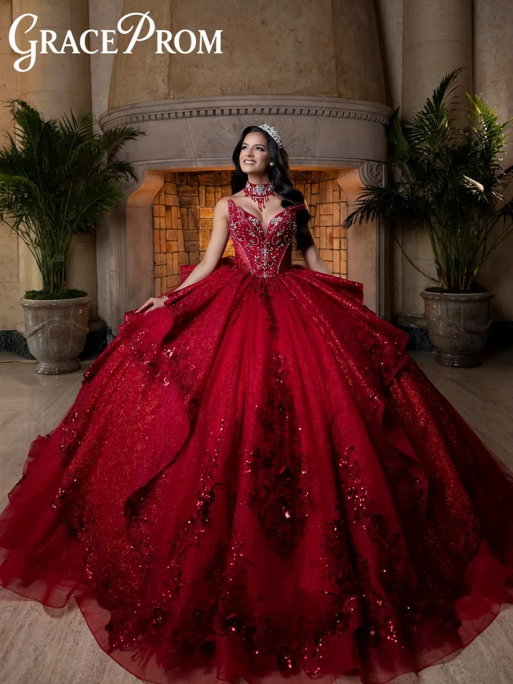 Encantador Vestido de Quinceañera con Escote Corazón, Elegante Vestido de Gala con Apliques Florales 3D y Pedrería, Vestidos de 15 Años