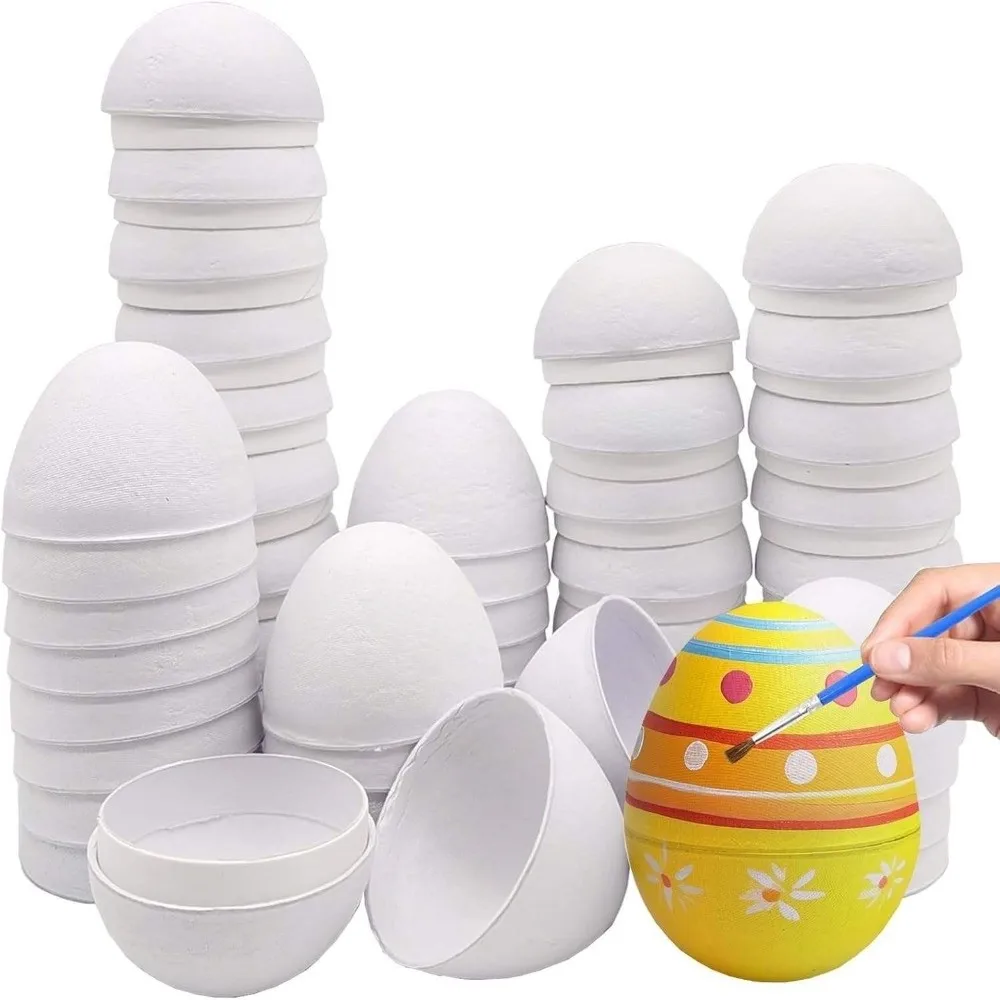 Fake Eggs Unpainted Craft Easter Paper Eggs Adorable Blank DIY Easter Eggs Simulated Decorative Painted Easter Eggs Party Favors