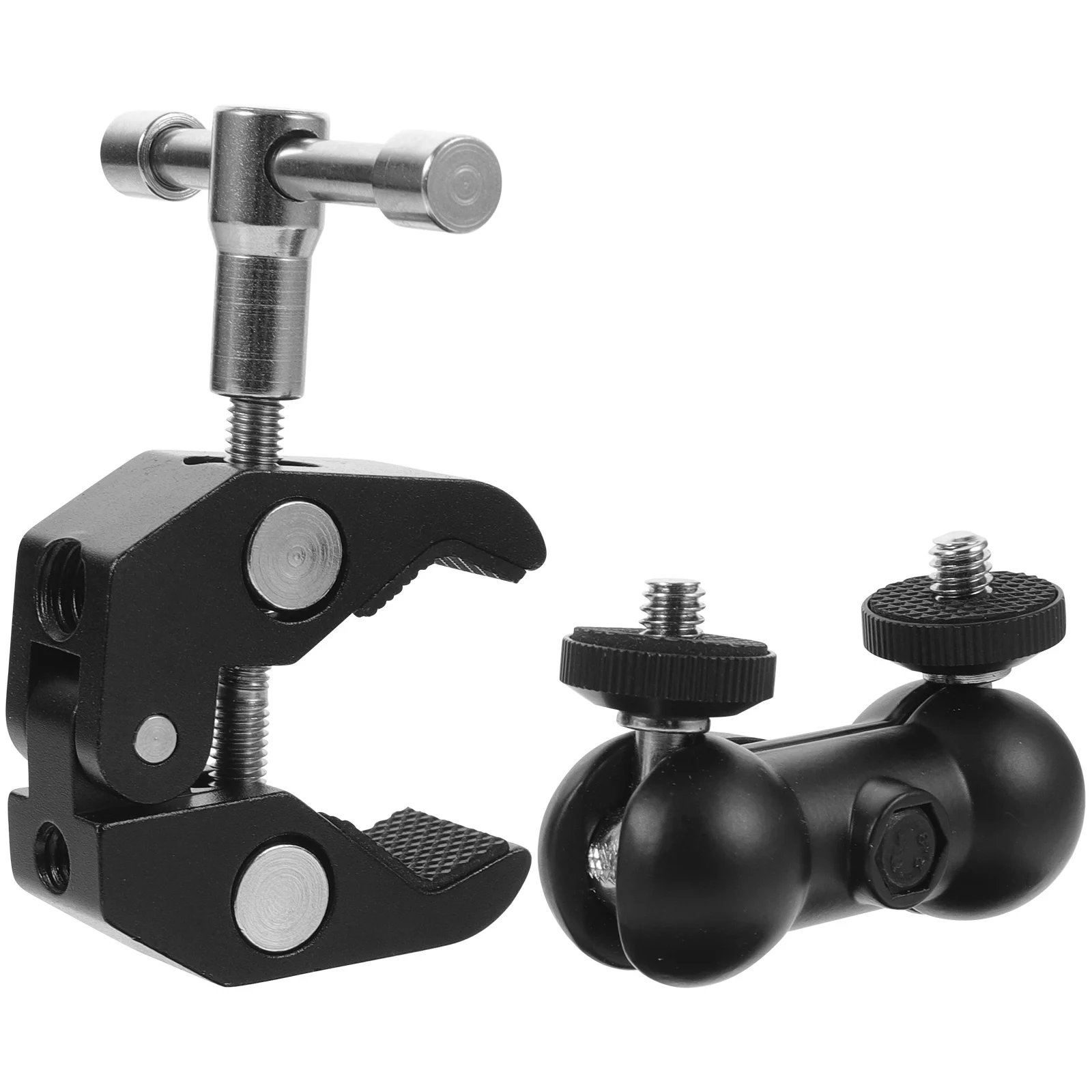 

2pcs Multifunctional Dual-Head Microphone Mount Stainless Steel Mic Holder 360° Rotatable Clip For Horizontal Vertical Use Heavy