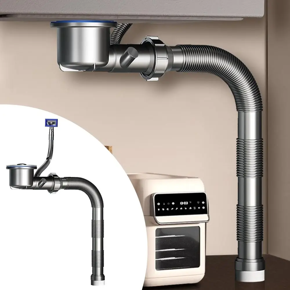 Anti Odor Sink Drainage Pipe Anti Clogging Easy Installation Drain Pipe Set Flexible Design Extension Set Retractable Downspout