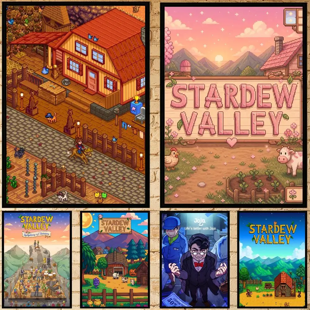 game Stardew Valley Poster Poster HD Waterproof Self-adhesive Art Print Wall Decor for Bedroom Living Room Gift