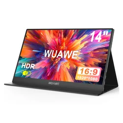 Wuawe-ラップトップ用の小型ポータブルモニター,14インチ,1080p,USB, HDMI,旅行,外部,Mac,電話,PS5, Xbox,スイッチ用の2番目の画面