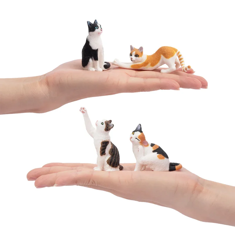 8Pcs Simulation Cat Pet Animal Model Toy Mini Cake Decoration Cats Figures Dolls Action Figurines Toys for Children Set Gift