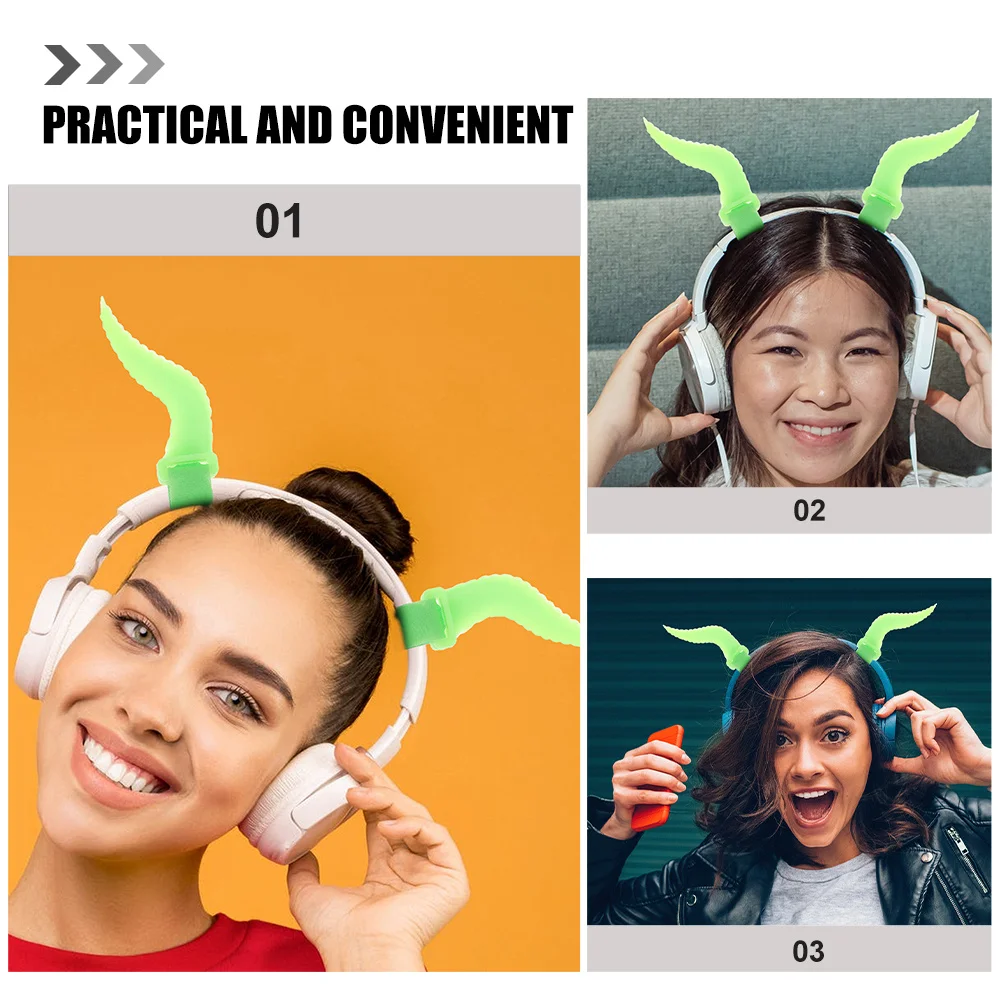 

2Pcs Halloween Horn Headphone Decorations Headset Attachment Gaming Accessories Cosplay Props Party Cosplay Horns