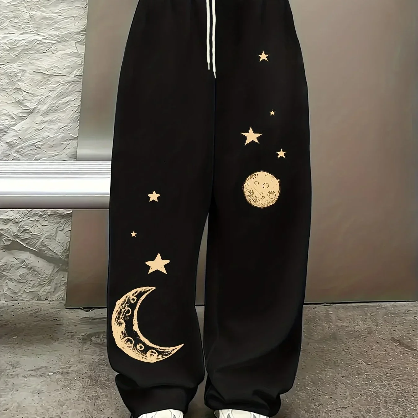 plus Size Cartoon Print Loose Straight Leg Sweatpants for Women And Kids Autumn Winter Elastic Waistband Streetwear Versatile