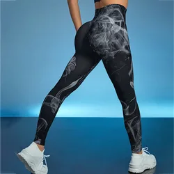 Women Tie Dye Seamless Leggings High Waist Slim Leggings Fitness Black Hip Liftting Gym Trainning Running Tights