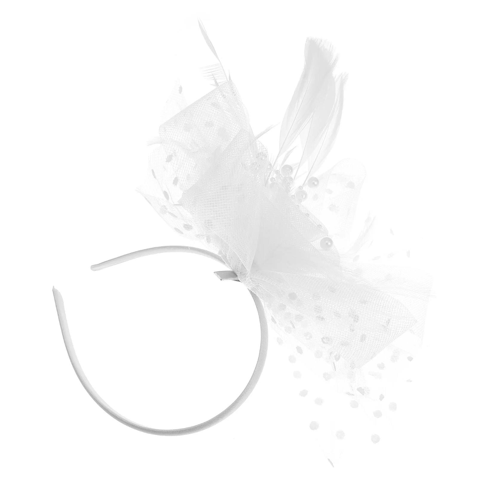 

Flower Headband Elegant Hair Accessory for Women Girls Bride White Decor Party Wedding Retro Plume Yarn Toddler Baby