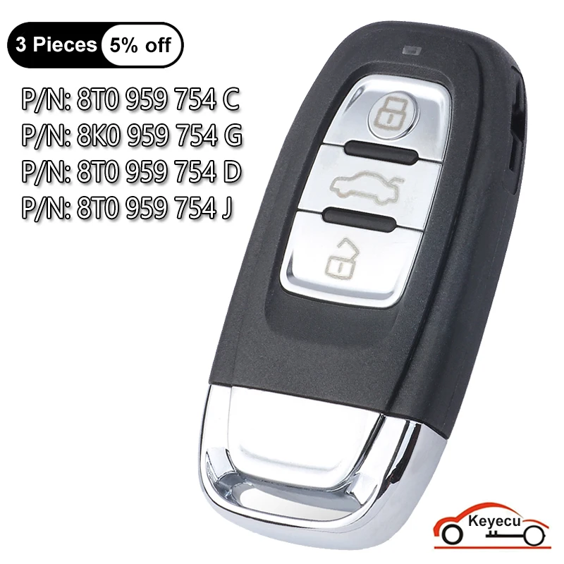 KEYECU 3 Buttons 315MHz 433MHz 868MHz ID46 Chip for Audi A4 A5 A6 A7 A7 A8 RS4 RS5 Q5 S4 S5 Remote Key Fob 8T0959754* 8K0959754*