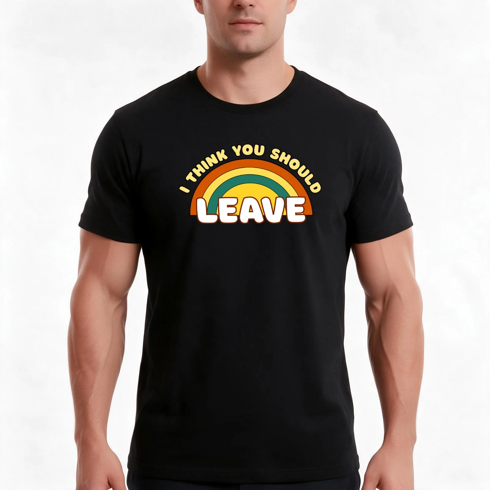I Think You Should Leave T-Shirt, Summer Casual Cotton Tee, Oversized Streetwear Tops, Vintage Graphic Print, Unisex Men Women