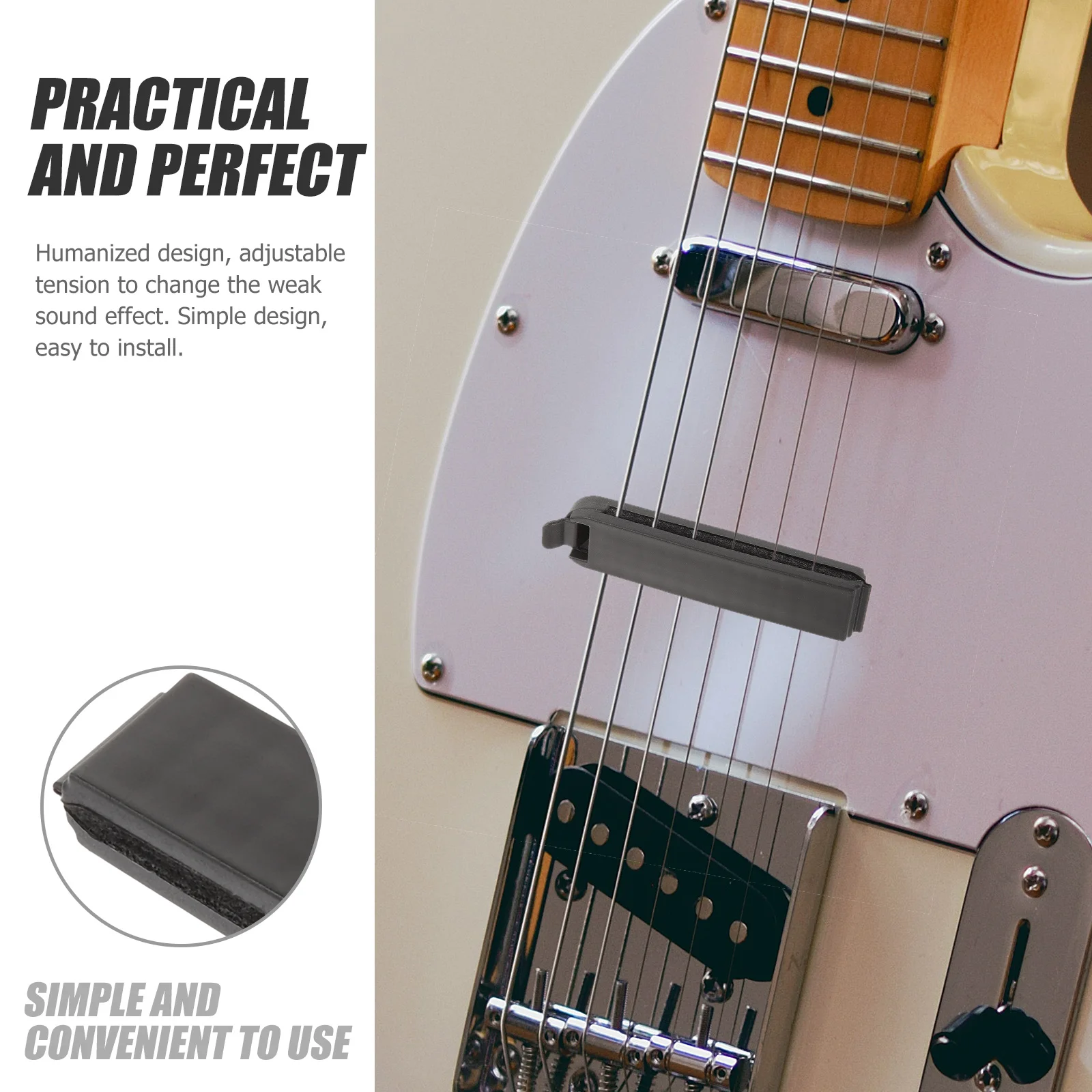 

Adjustable Guitar Mute Simple Black Acoustic Muffler Durable Easy Install Reduction Guitar Accessories Parts