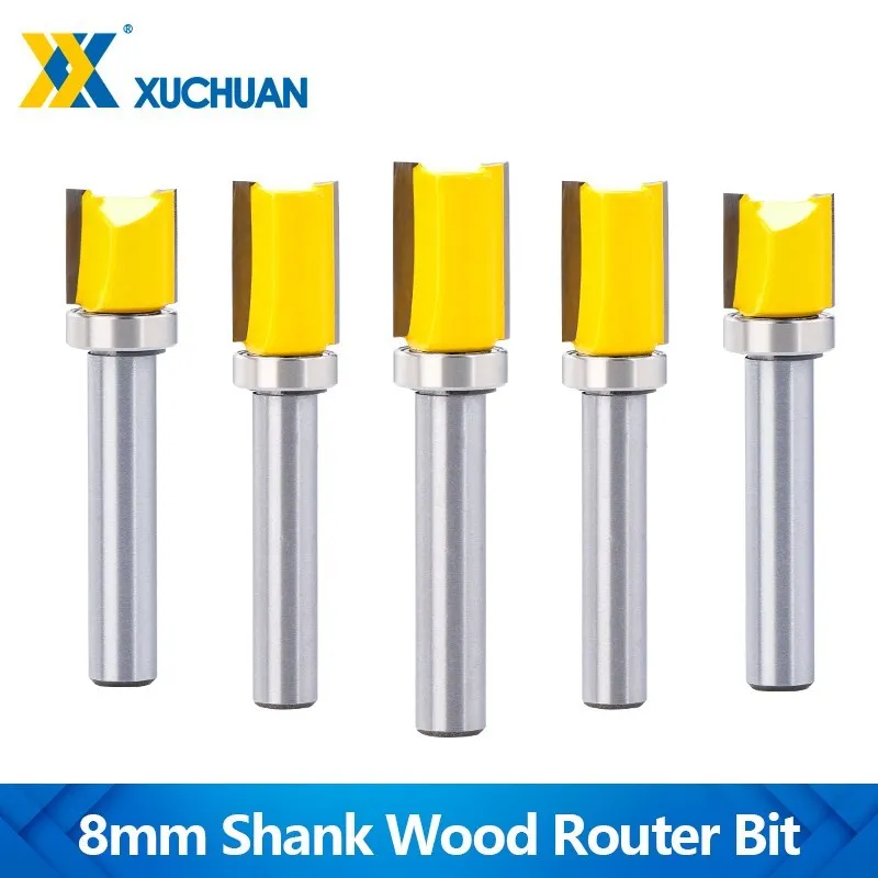 Milling Cutter 8mm Shank Flush Trim Router Bit With Bottom Bearing 12.7mm Blade Wood Pattern Bit Woodworking Tool