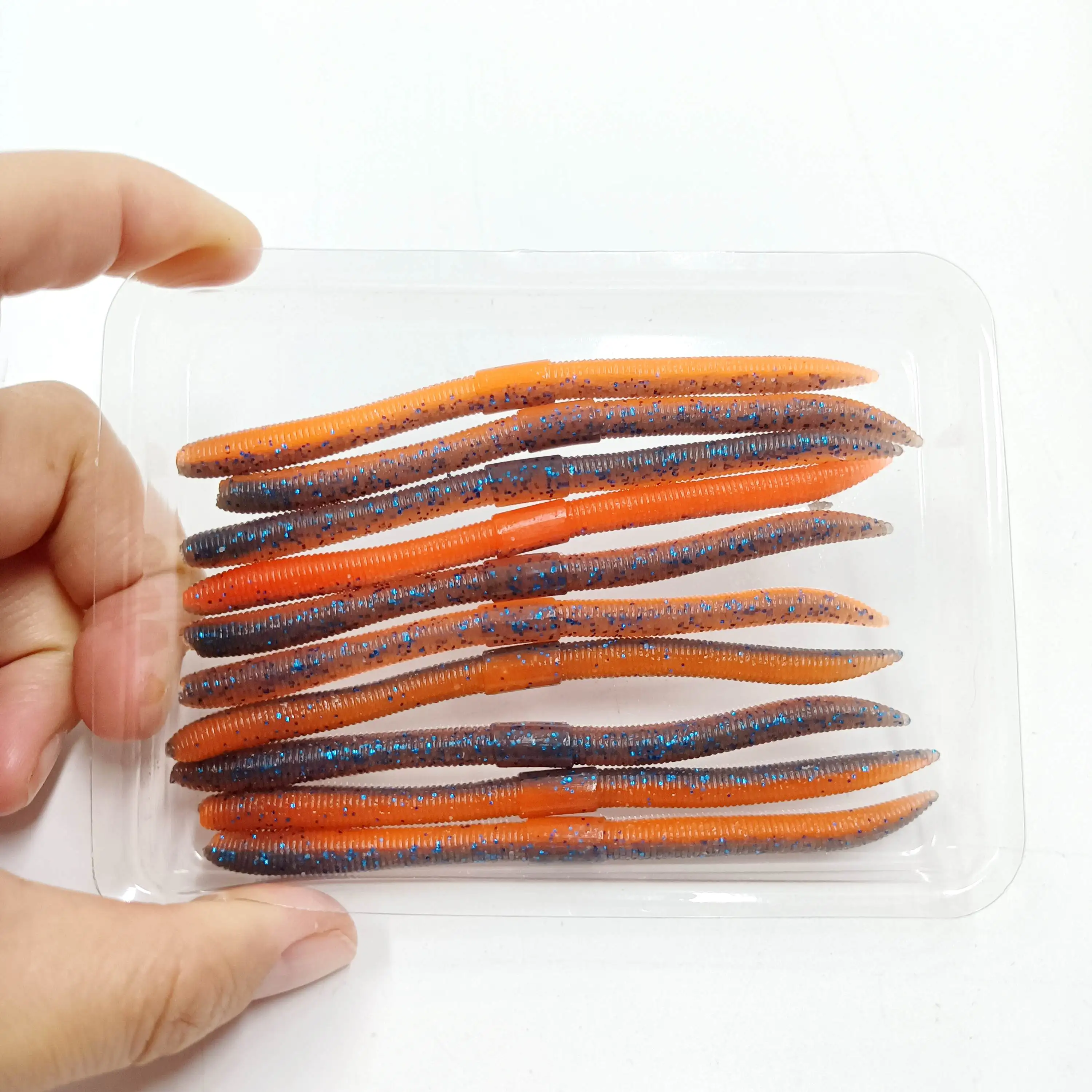 DUODUOYU 10PCS 10cm/2.4g Soft Fishing Lure Senko Worm Neko Rig Lures Flick Shake Earth Worm Artificial  Silicone Lure For Bass view 3