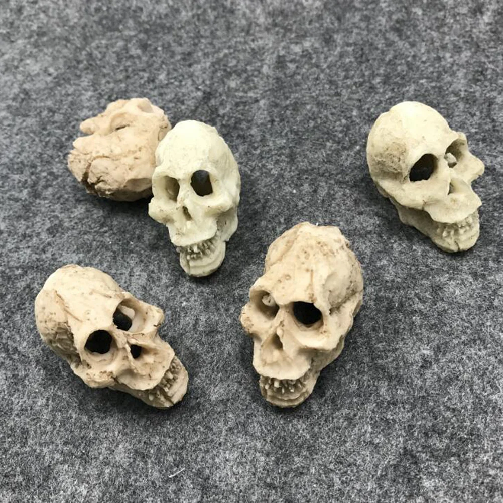 

2pcs Mini Skull Ornament Resin Simulation Human Skull Decor For Aquarium Terrarium Reptile Shelter Decoration Pet Supplies