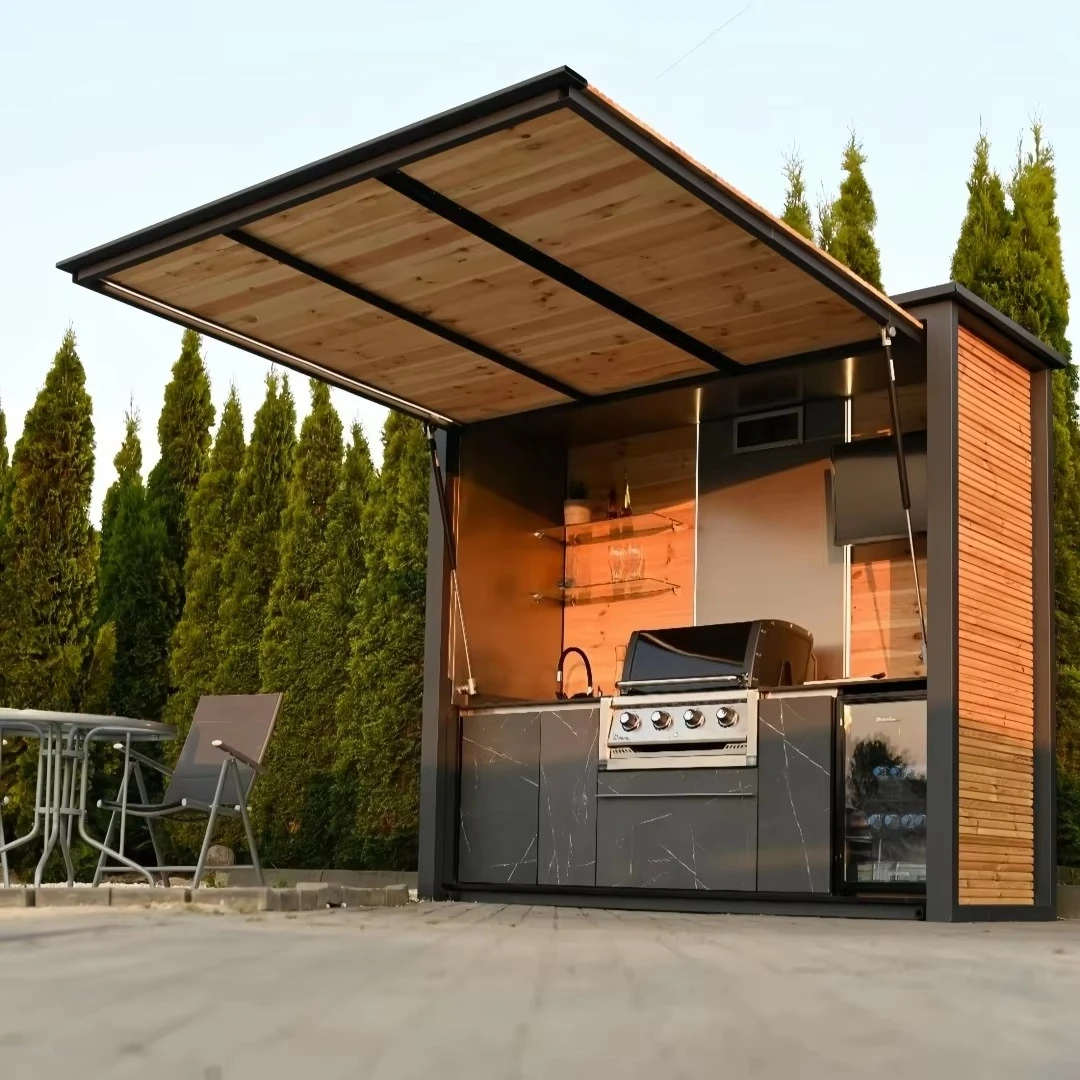 Full System Mobile Prefab Pod Aluminium Outdoor Summer Bbq Party Garden Villa Kitchen with Sink