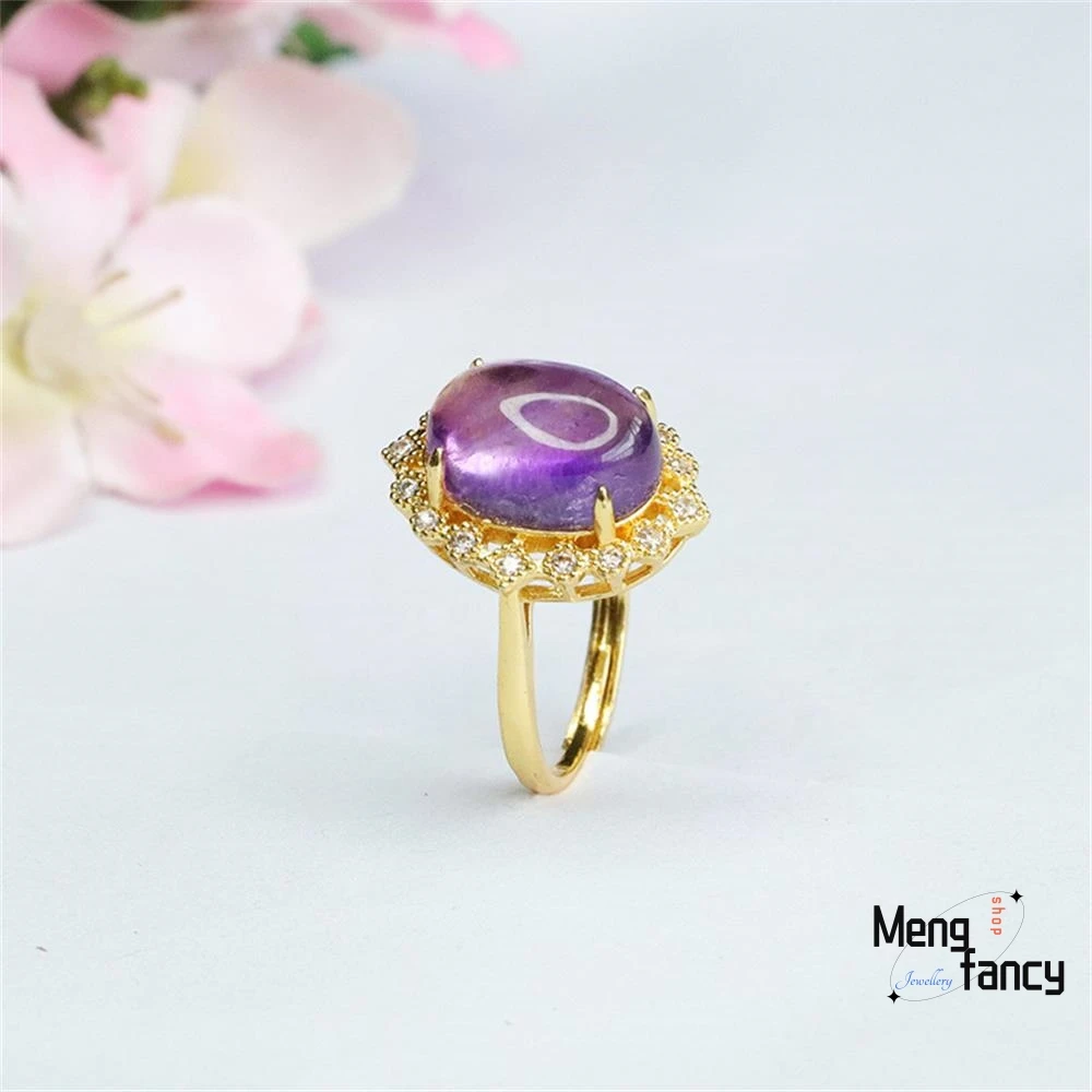 Natural Amethyst Ring Purple Gemstone High-grade Exquisite Luxury Fashion Jewelry Sexy Young Girls Best Selling Holiday Gifts