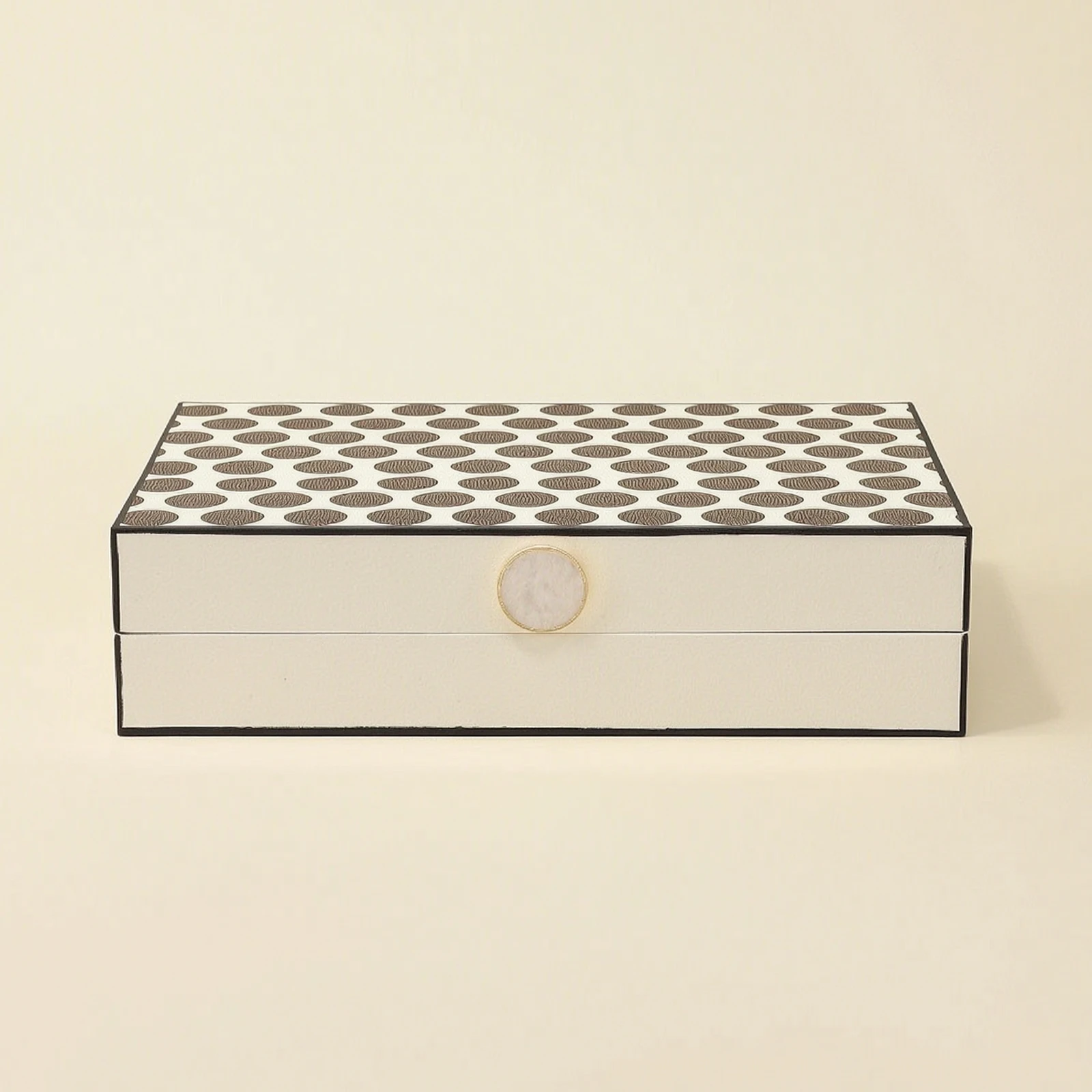 Polka Dot Storage Box Compact Storage Box with Lid Lidded Container Space-Saving Stackable for Dresser, Vanity