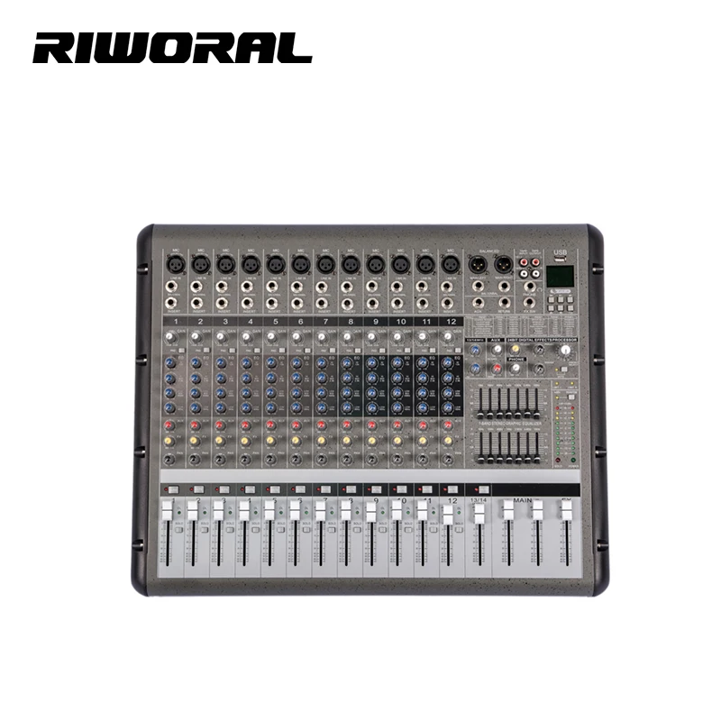 PMR1260 12 Channel effect sound mixer console professional sound audio power mixer for wholesales