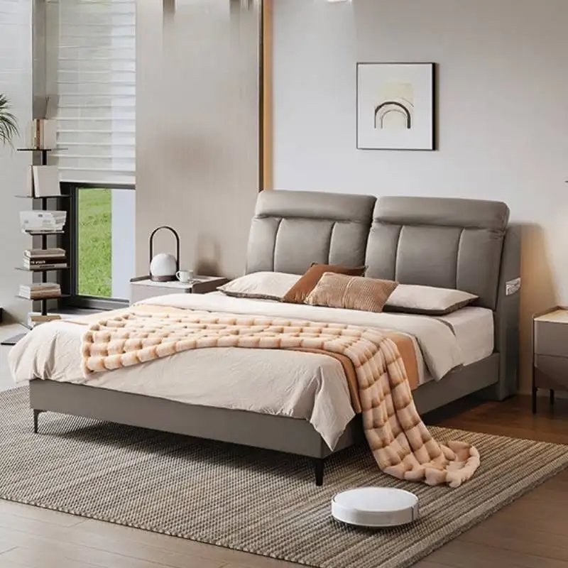 Gray Italian Unique Bed Frames Designs Tall Modern Headboards Double Bed Frames Bedroom Luxury Letto Matrimoniale Home Furniture