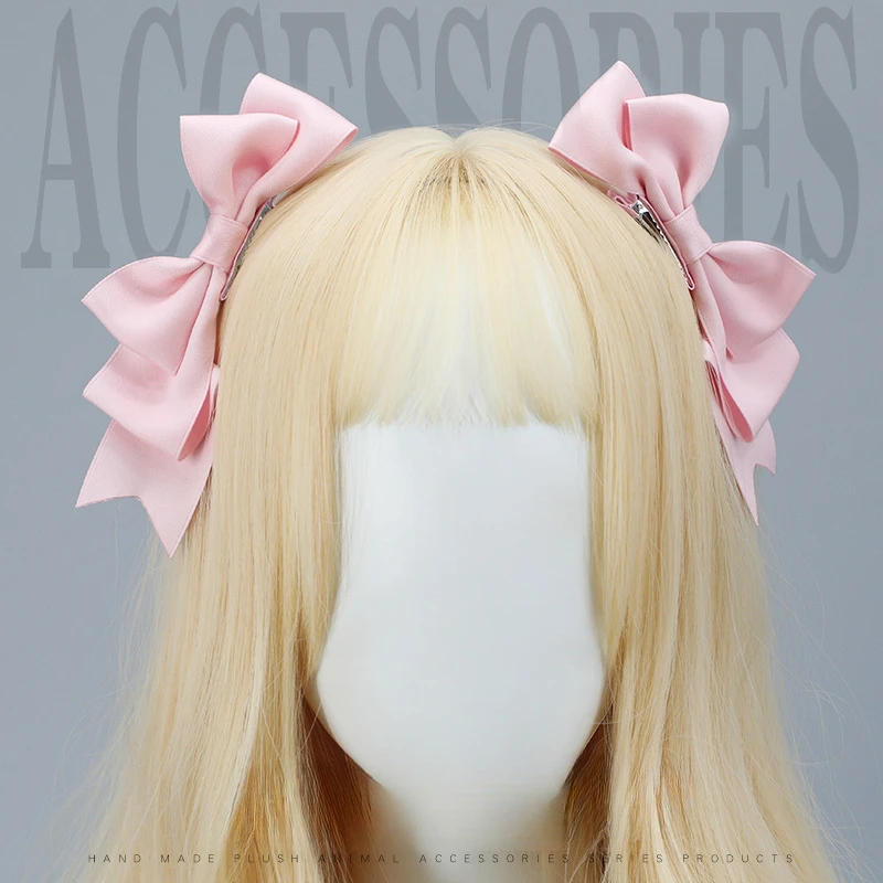 Kawaii Handmade Bow Hairclip Anime Lolita Hairpin Cosplay Custome Headdress JK Uniform Hair Accessory Xmas Gifts